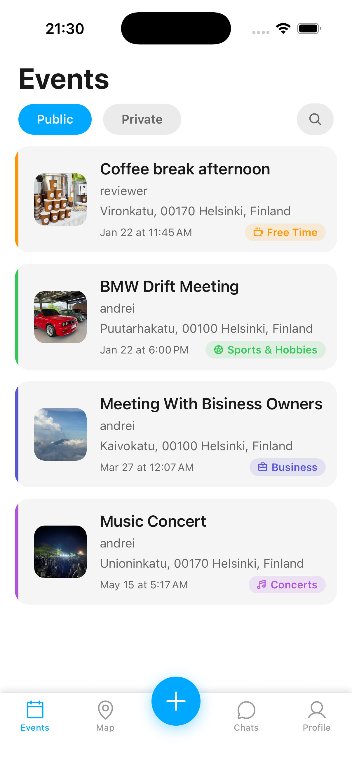 Linkble Events Feed